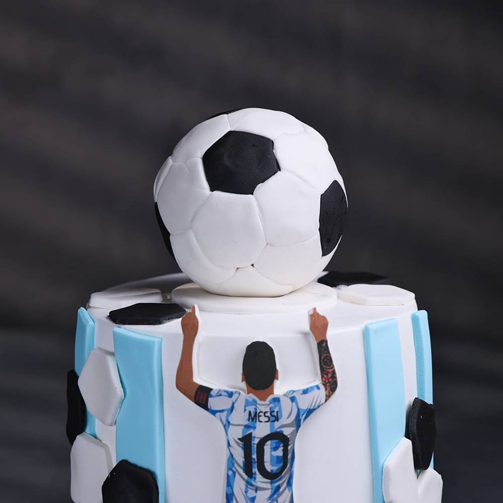 Zoomed View of Messi Magic Football Cake