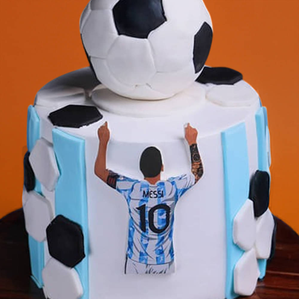 Side View of  View of Messi Magic Football Cake