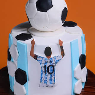 Side View of  View of Messi Magic Football Cake