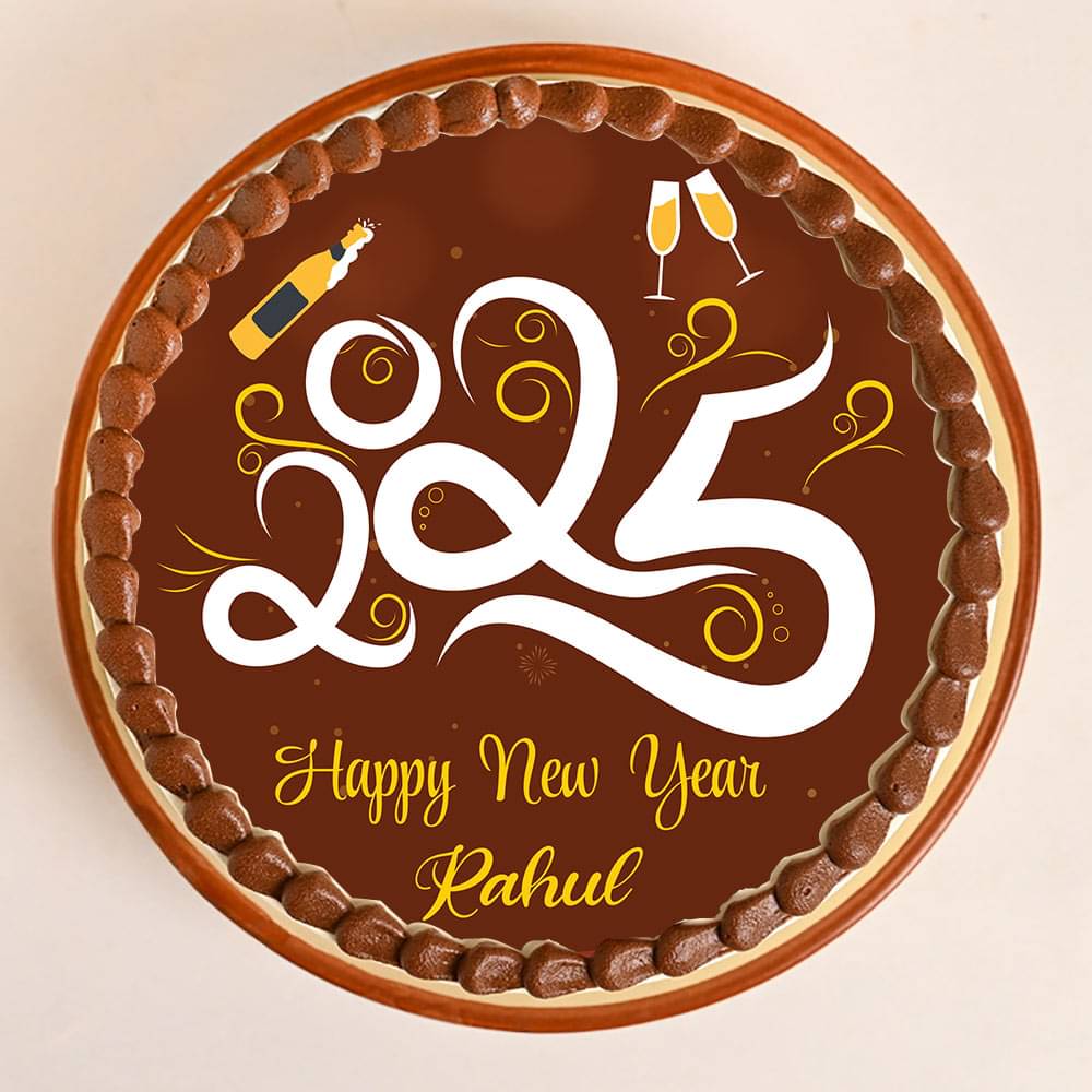 Midnight Charm New Year Photo Cake