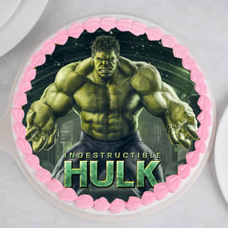 Top View of Mighty Hulk Cake