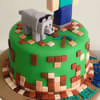 Top View of Minecraft Character N Dog Fondant Cake