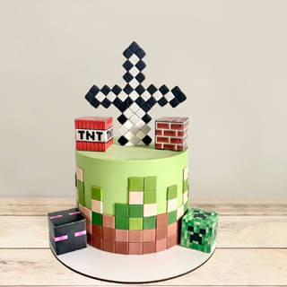 Buy Minecraft Cream Sugar Sheet N Fondant Cake Online