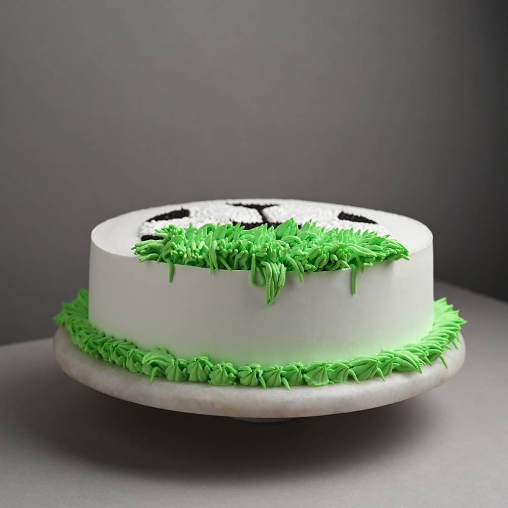 Side View of Mini Football Cream Cake