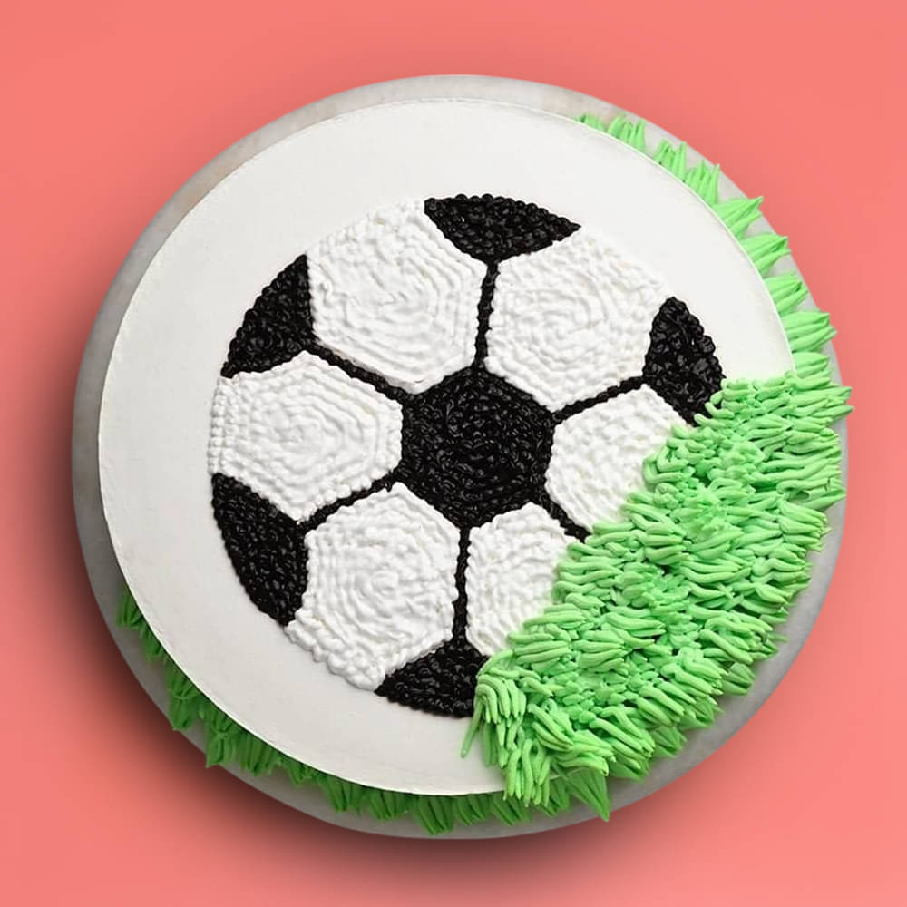 Side View of Mini Football Cream Cake