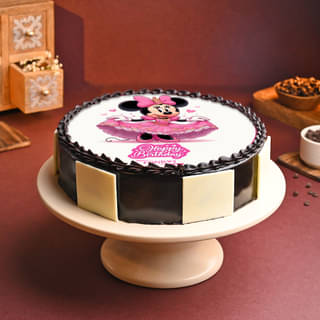 Top View of Mini Mouse Birthday Photo Cake