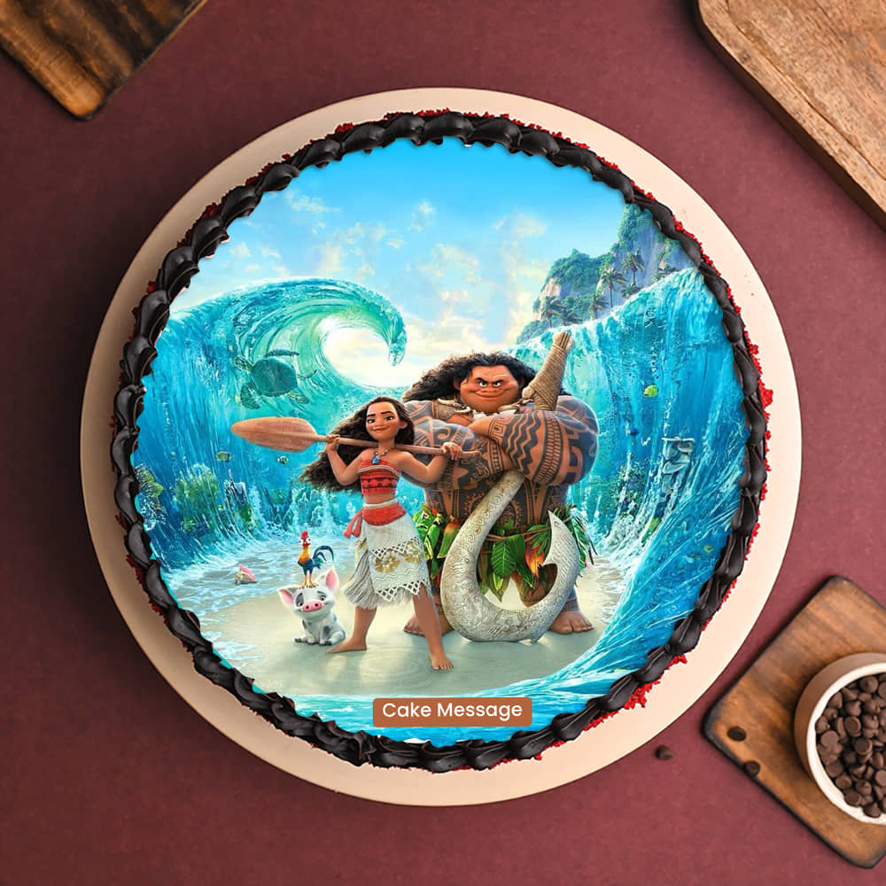 Top View of Moana Disney Princess Cake