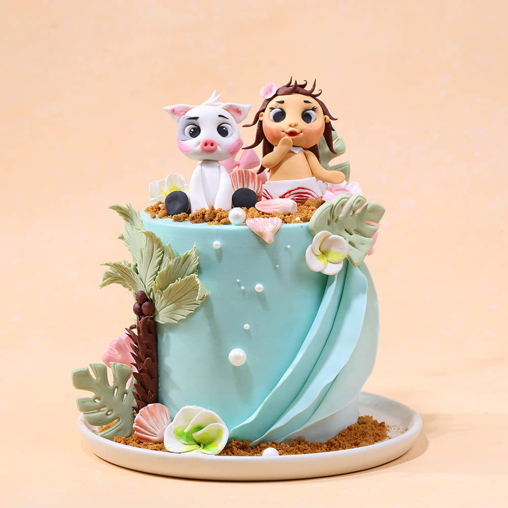 Moana N Pua Theme Cake