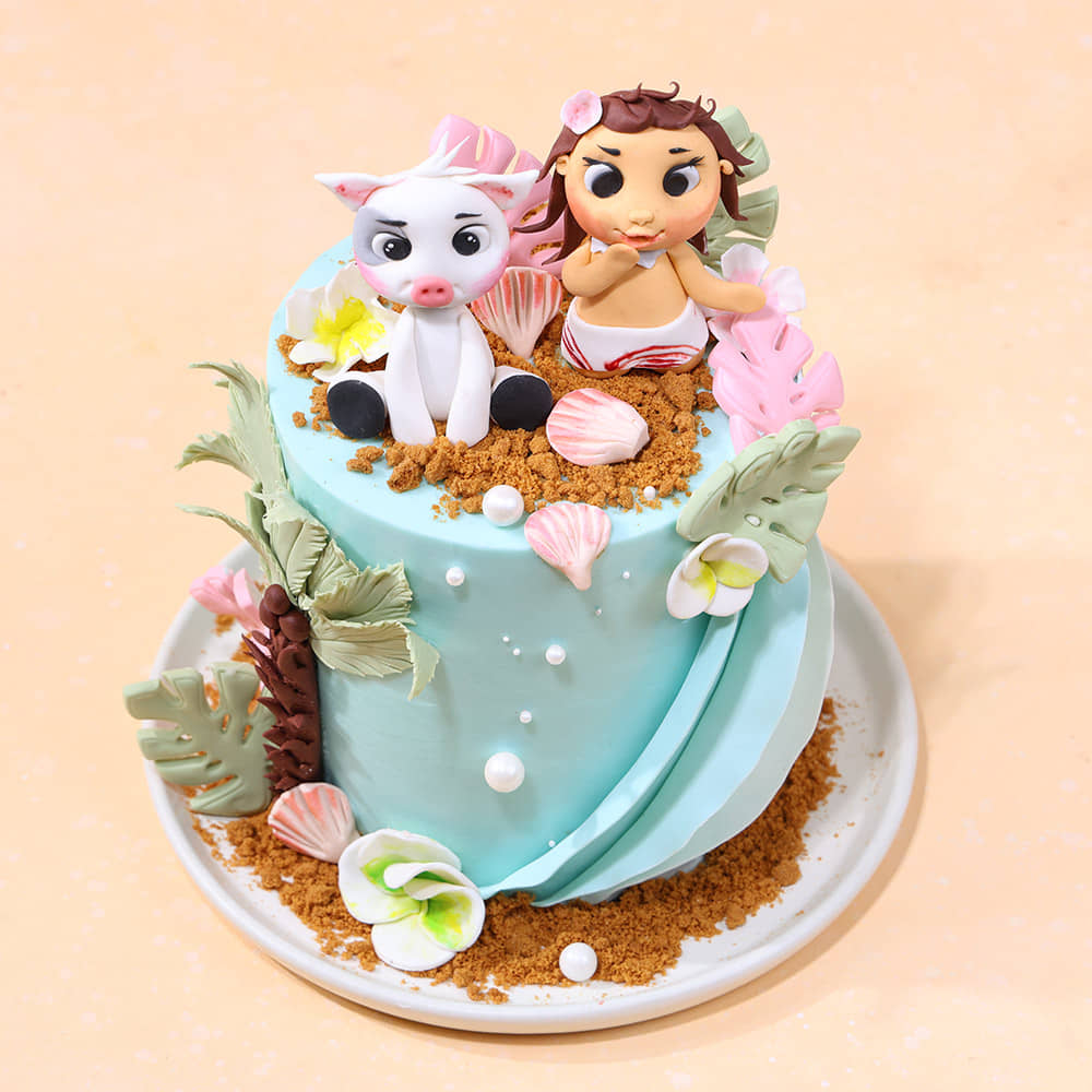 Moana N Pua Theme Cake