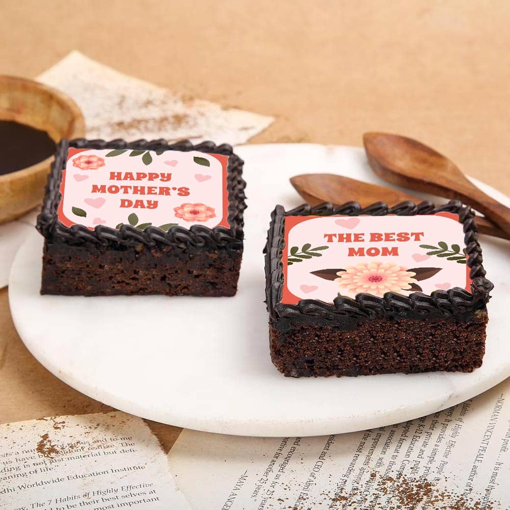 Front View Mothers Day Choco Brownies Cake