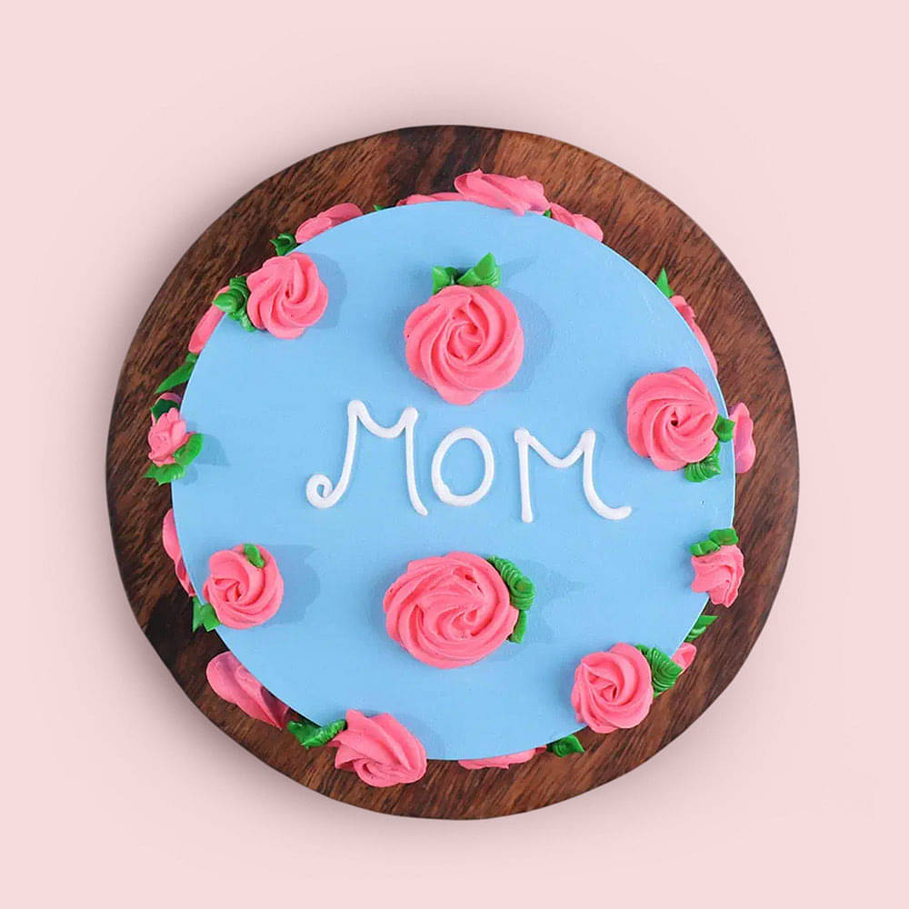 Moms Blue Floral Cake