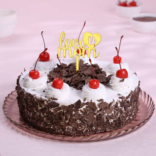 Front View of Moms Day Black Forest Cake Front View of Moms Day Black Forest Cake