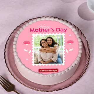 Top View of Happy Mothers Day Photo Cake Top View of Happy Mothers Day Photo Cake