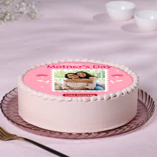Side View of Happy Mothers Day Photo Cake Side View of Happy Mothers Day Photo Cake