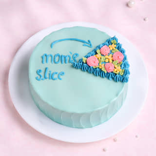 Top View of Moms Slice Floral Cake Top View of Moms Slice Floral Cake