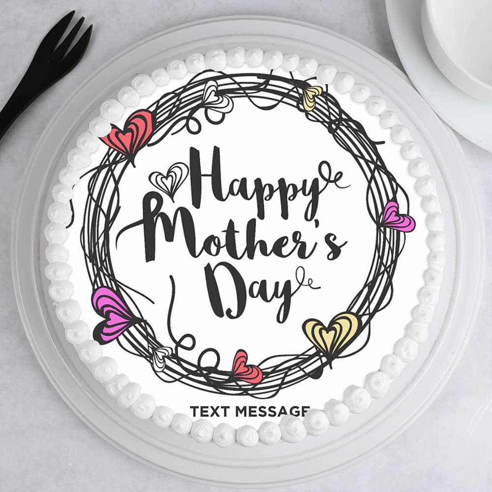 Side View of Mothers Day Photo Delight Cake