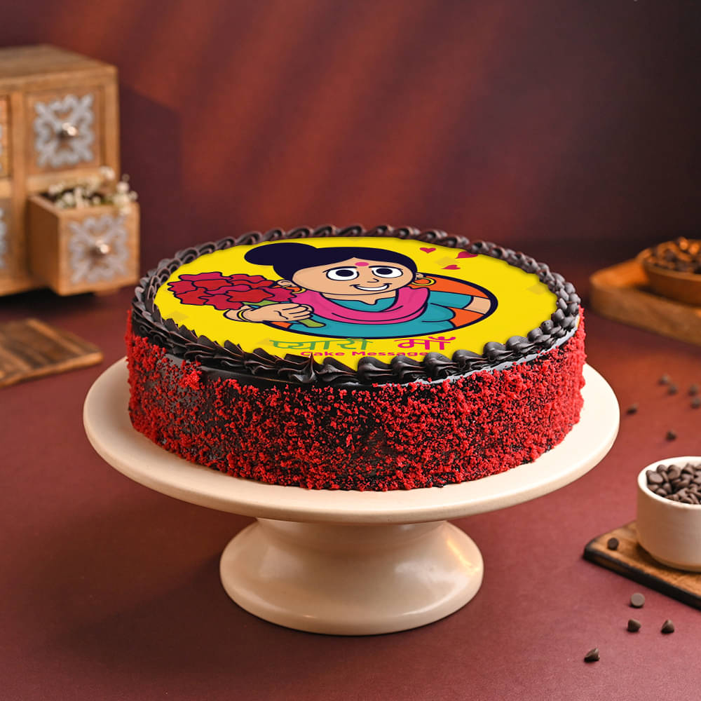 Top View of Vibrant Poster Cake for Pyaari Maa