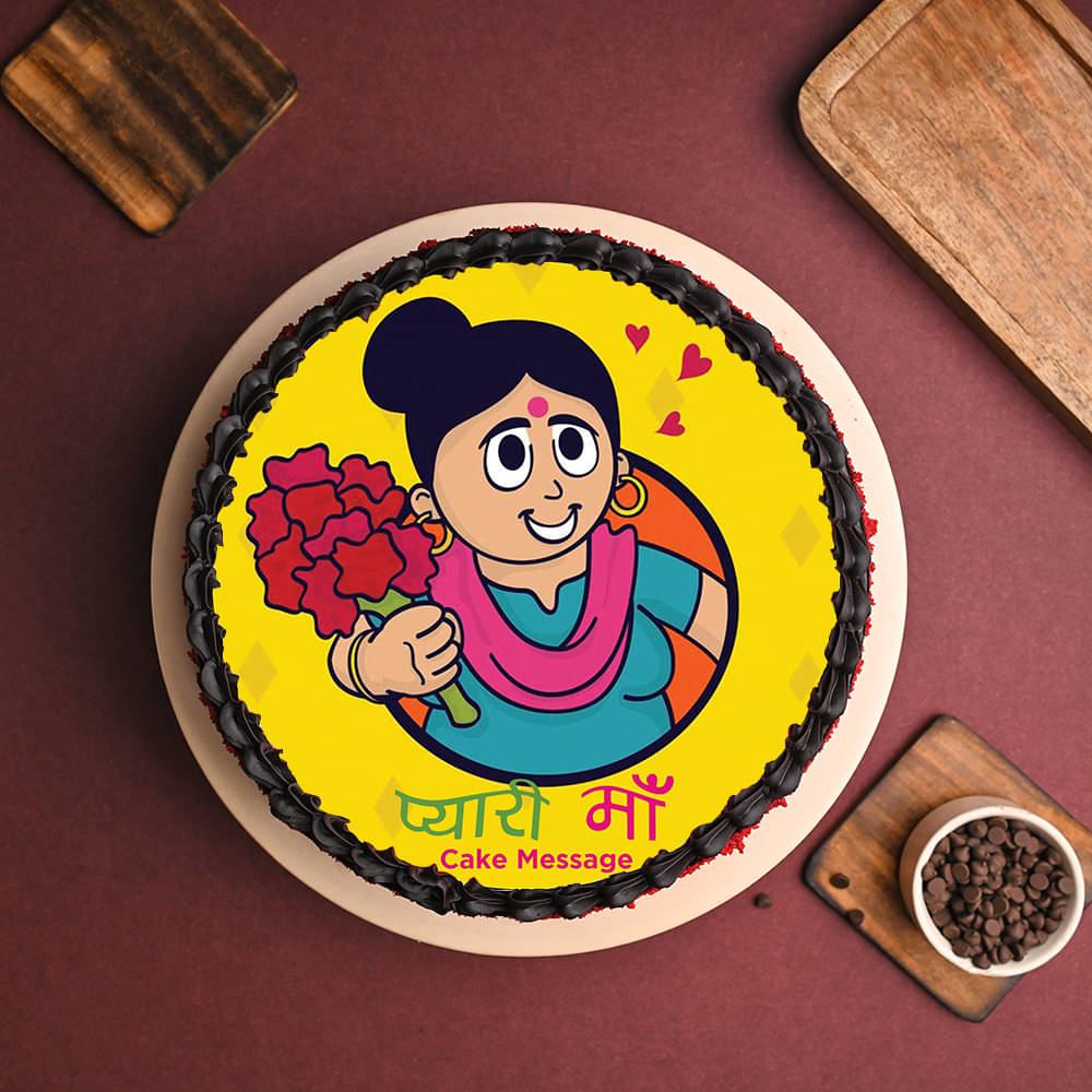 Front View of Vibrant Poster Cake for Pyaari Maa