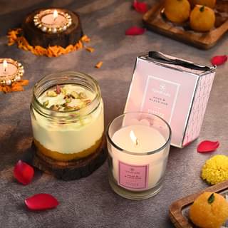 Motichoor Jar Cake N Scented Candle Combo