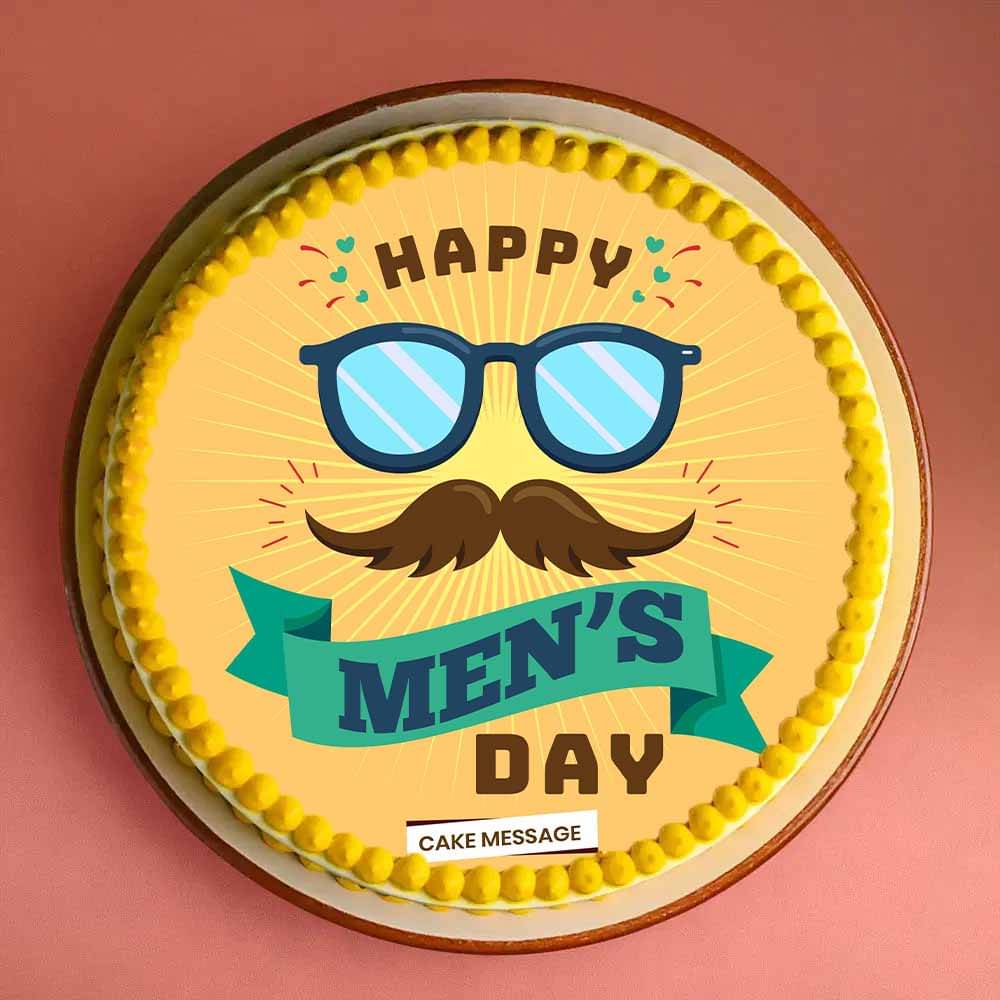 Moustache N Glasses Mens Day Cake