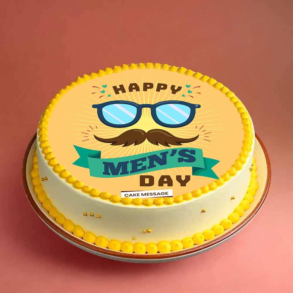 Moustache N Glasses Mens Day Cake