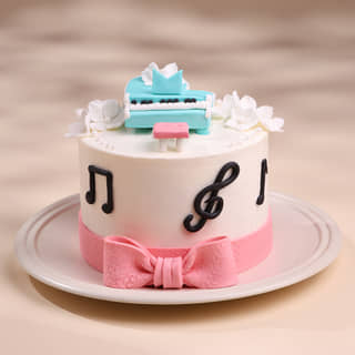 Musical Piano Bow Cake Musical Piano Bow Cake