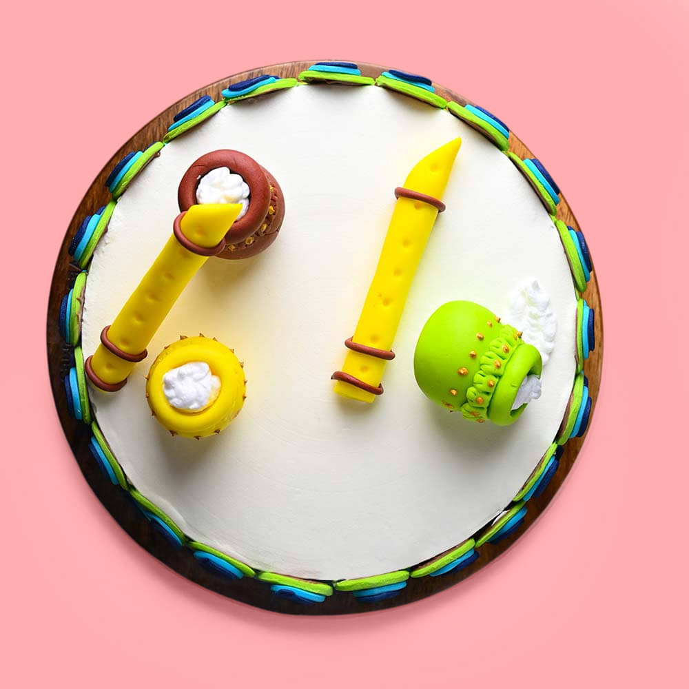 Top View of Janmashtami Fondant Cake