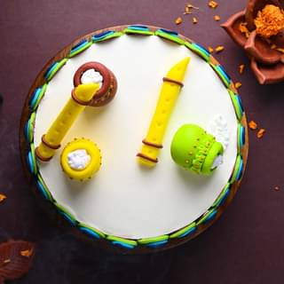 Top View of Janmashtami Fondant Cake