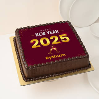 New Year 2025 Delicious Photo Cake