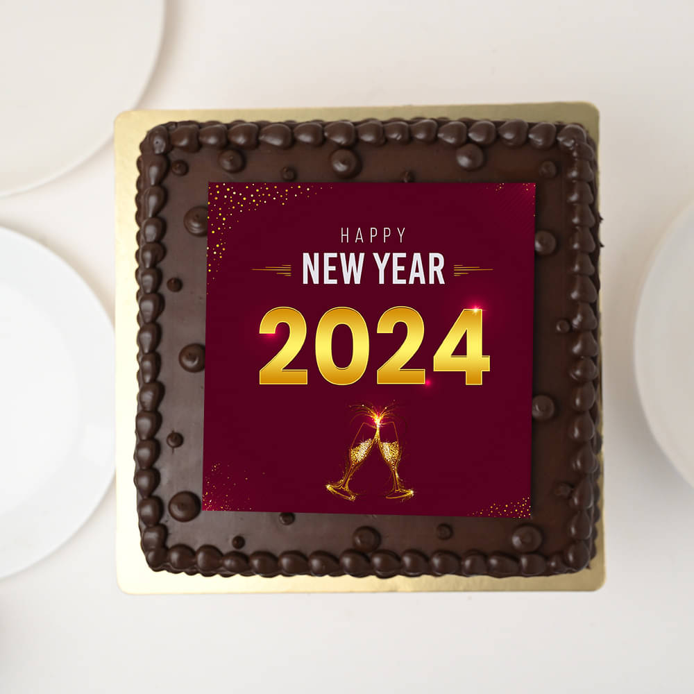 New Year 2024 Delicious Photo Cake