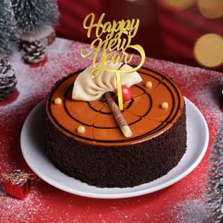 Angled View of Butterscotch New Year Cake