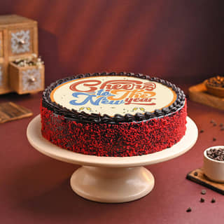 Side View of New Year Charm Photo Cake Side View of New Year Charm Photo Cake