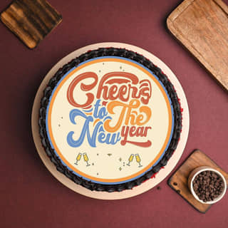 Top View of New Year Charm Photo Cake Top View of New Year Charm Photo Cake