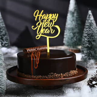 Side View of New Year Choco Truffle Cake