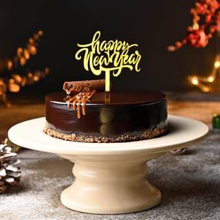 Side View of New Year Choco Truffle Cake