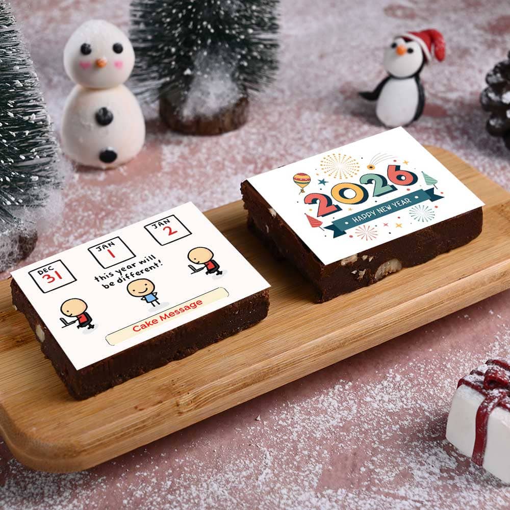 New Year Choco Walnut Brownie Duo