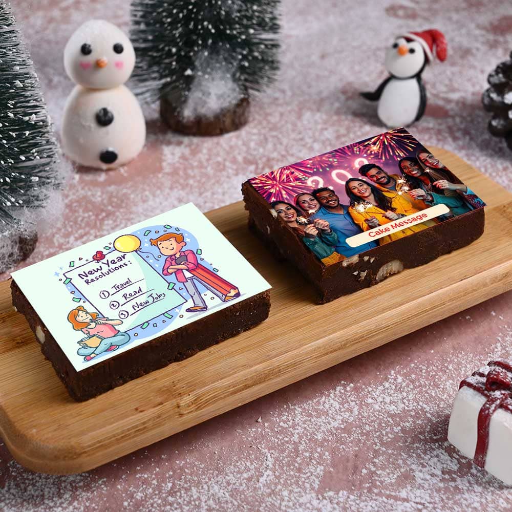 New Year Choco Walnut Phot Brownie Duo