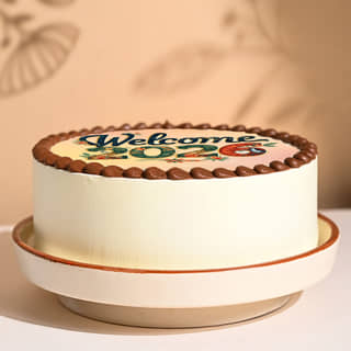 Front View of New Year Greetings Cake