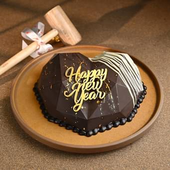 New Year Heart Choco Pinata Cake