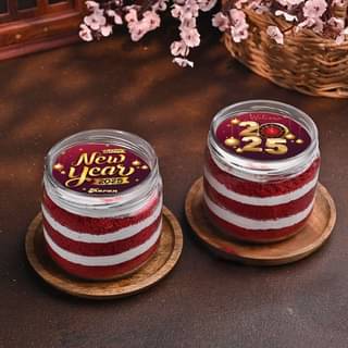 New Year Joy Red Velvet Jar Cake Duo