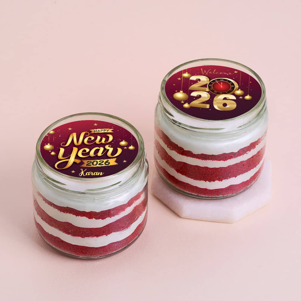 New Year Joy Red Velvet Jar Cake Duo New Year Joy Red Velvet Jar Cake Duo