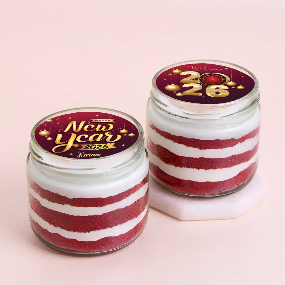 New Year Joy Red Velvet Jar Cake Duo