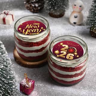 New Year Joy Red Velvet Jar Cake Duo