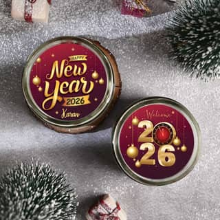 Top View of New Year Joy Red Velvet Jar Cake Duo