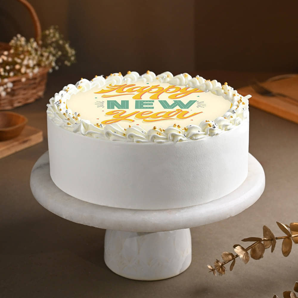 Side View of New Year Party Cake