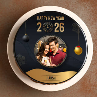 Angled View of New Year Photo Cake