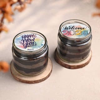 New Year Wishes Chocolate Jar Cake Duo