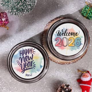 Front View of New Year Wishes Chocolate Jar Cake Duo
