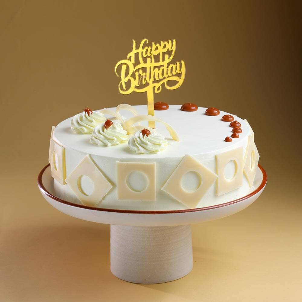 Side View of Delightful Butterscotch Birthday Cake