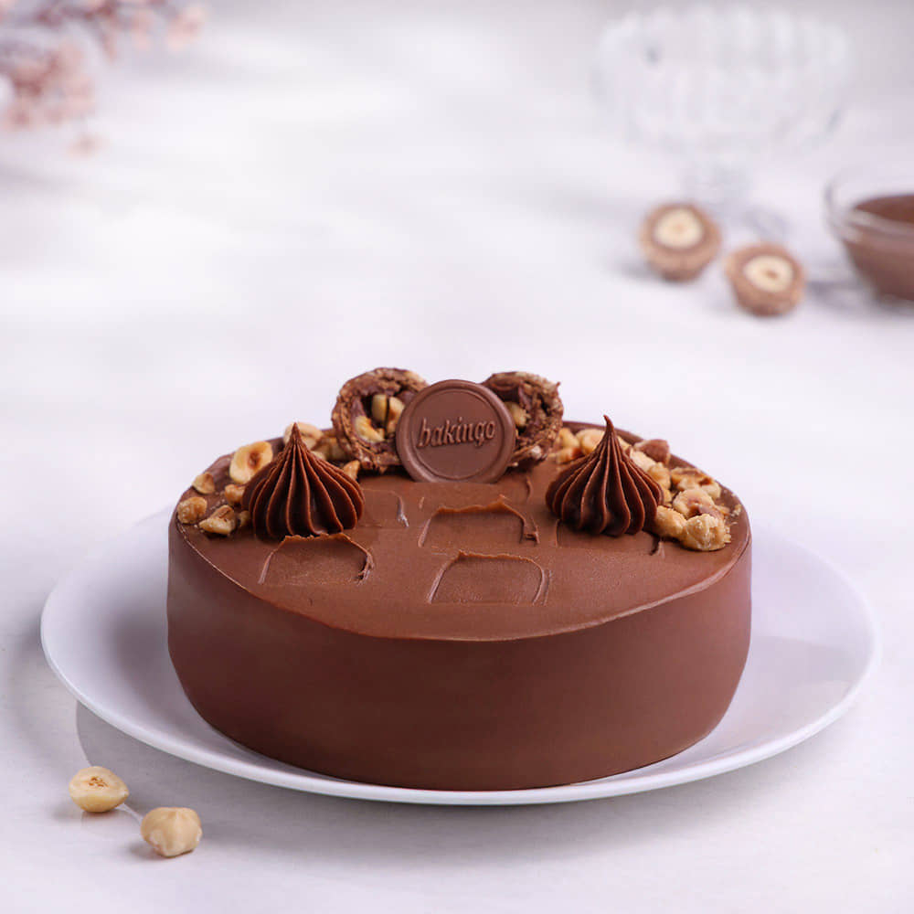 Top View Ferrero Rocher Chocolate Cake